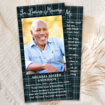 Memorial Poem Funeral Prayer Bookmark Xadrez Azul
