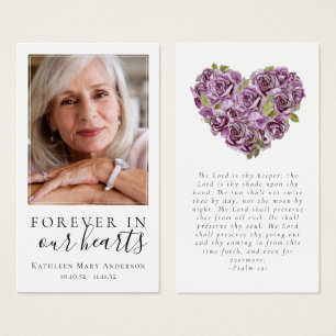 Memorial Prayer Card   Hydrangea Heart