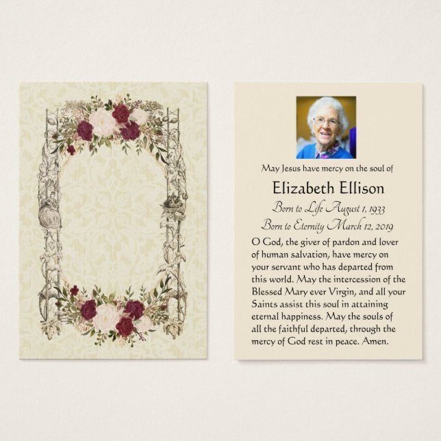 Memorial Religioso da Cruz Funerária - Cartão Sagr (Frente & Verso)