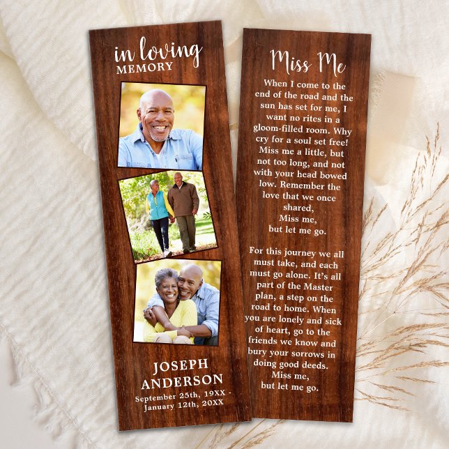 Memorial Rustic Poem 3 Fotografia Funeral Bookmark (Criador carregado)