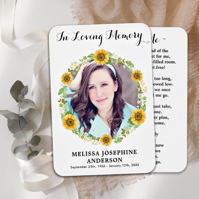 Memorial Sunflower Foto Funeral Prayer Card (Criador carregado)