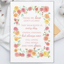 Memorial Sympathy Poem com Rosas Frameable