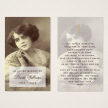 Memorial Vintage Foto Script Funeral Prayer Card