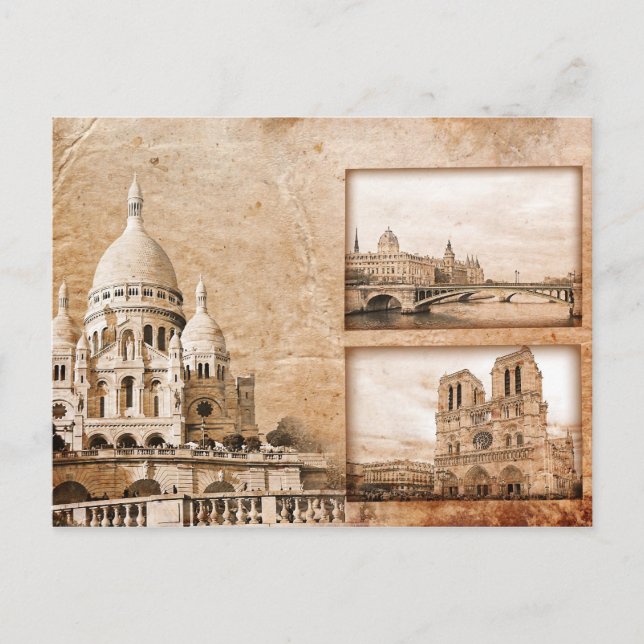 Memórias Antigas de Cartão Postal de Paris (Frente)