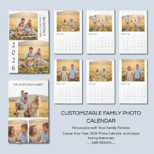 Memórias da Família 2026 Calendário de Fotos Gua