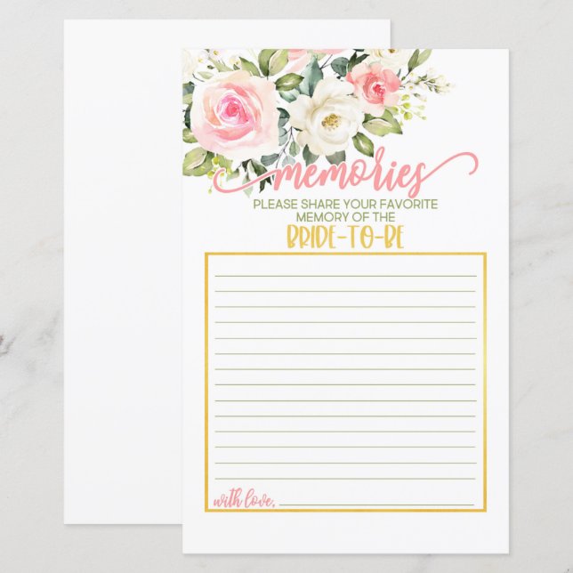 Memórias da Noiva - Floral Rosa e Dourada (Frente/Verso)