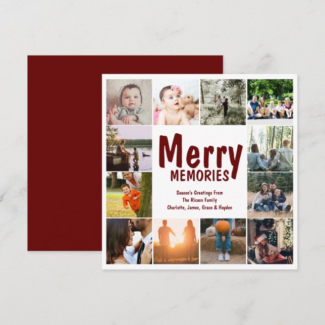 Memórias de feliz 12 Modelo de Foto Natal (Frente/Verso)