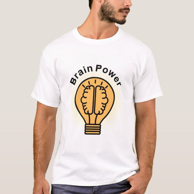 men t-shirt brain power (Frente)