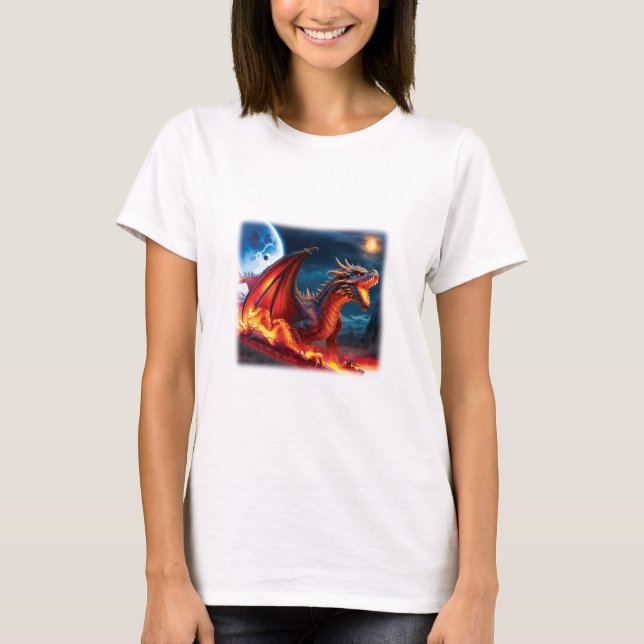 Menacing Red Dragon T-shirt (Frente)
