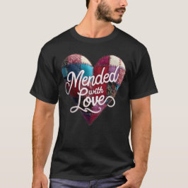 Mended with Love T-Shirt – Heartfelt Patchwork Des