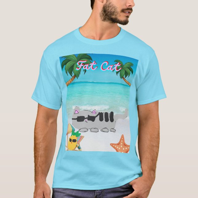 mene t-shirt de gato gordo de Verão (Frente)