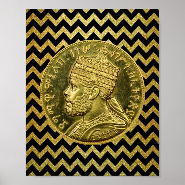 Menelik II Lion Rasta Solomon Jah Rastafari Poster (Frente)