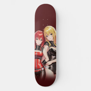 menina anime de skate cor marrom