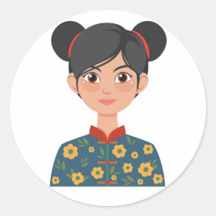 Menina Anime Fofa Sinal de Paz Adesivo Estilo Japo