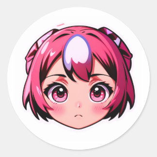 Menina Anime Fofo de Cabelo Rosa Adesivo | Kawaii