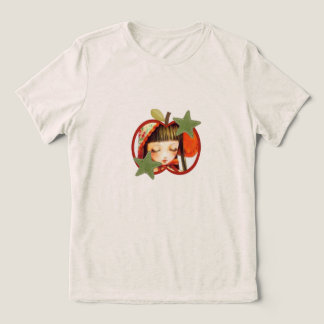Menina Anime Kawaii Fofa em Camiseta de Maçã Verme