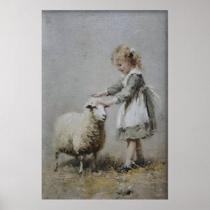 Menina Antiga e Impressão de Ovelha, Fazenda Vinta