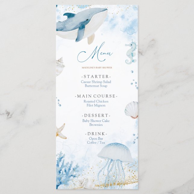 Menina Arco Rosa Bebê Chuveiro Menu Flat (Frente)