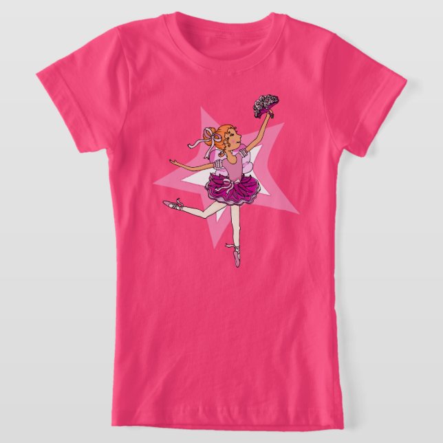 Menina Ballerina rosa com camisa vermelha (Postura )