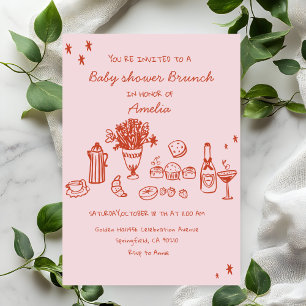 Menina Bebê  Convite de Brunch de Chás de Bebê Des