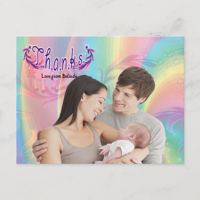 Menina Bebê Obrigado Cartão Postal de Foto (Frente)