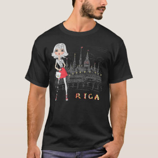 Menina bonita em Riga, letã, camiseta clássica