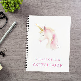Menina branca rosa-rosa unicórnio do Sketchbook