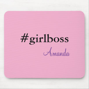 Menina Chefe Rosa Moderna & Nome   Melhor Mousepad