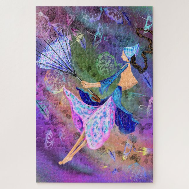 Menina com a pintura de Quebra-cabeça de Umbrella  (Vertical)