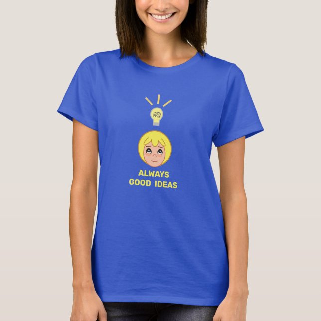 Menina com boas ideias e camiseta de lâmpada (Frente)