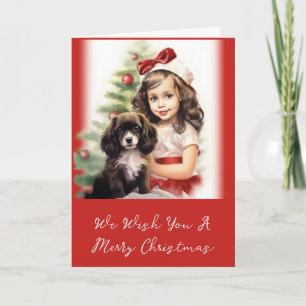 Menina com Cartão de Natal Fotografado