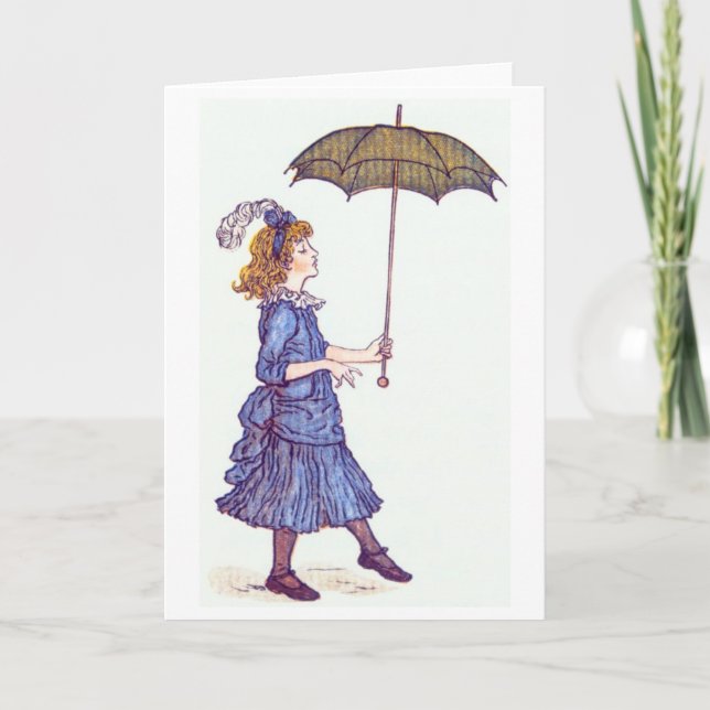 Menina com guarda-chuva, Cartão de Saudação (Frente)