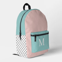 Menina com inicial monograma rosa e verde menta 