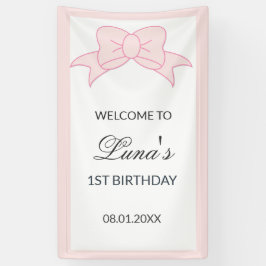 Menina com Laço Rosa Aniversário de 1 ano Kids