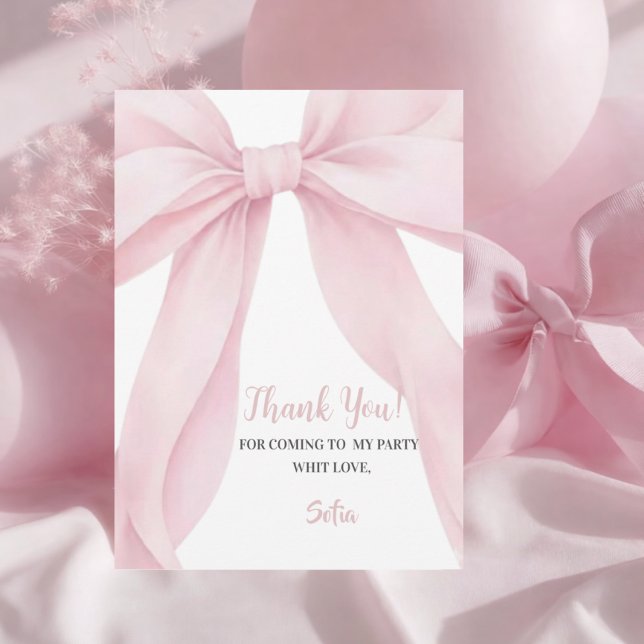 Menina com Laço Rosa Aniversário de Um Ano Convite (Criador carregado)