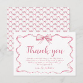 Menina com Laço Rosa Chupeta Cartão de Agradecimen