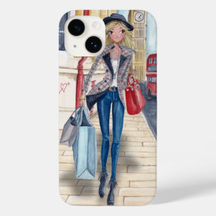 Menina da compra no exemplo da cidade Iphone 6