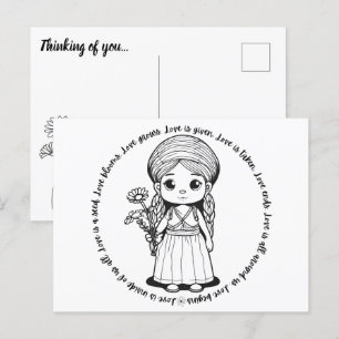 Menina da Floresta com Margaridas Cartão Postal