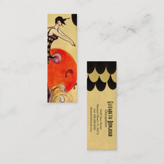 Menina da natação - cartão de visita magro (Frente/Verso)