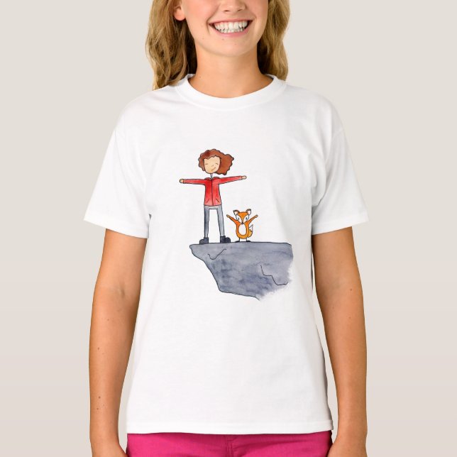 Menina de ABCs do mochileiro no t-shirt da rocha (Frente)