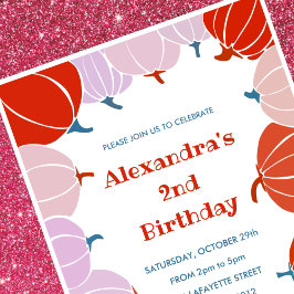 Menina de abóbora de convites de segundo aniversár