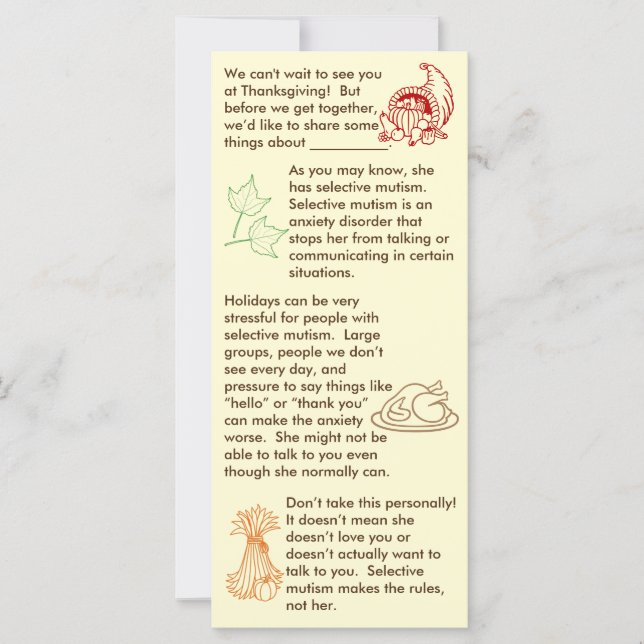 Menina de Ação de Graças Seletiva (Frente)