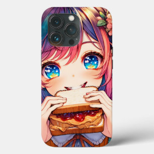 Menina de Animação Bonita comendo uma Manteiga de