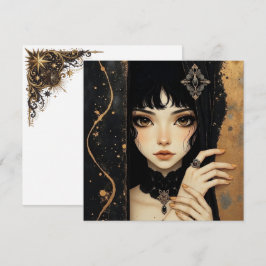 Menina de Anime Gótico Preto e Dourado