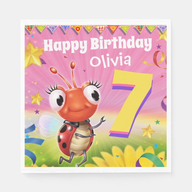 Menina de guardanapo de papel de Festa de aniversá (Frente)