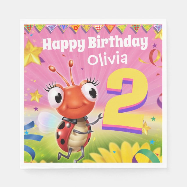 Menina de guardanapo de papel de Festa de aniversá (Frente)