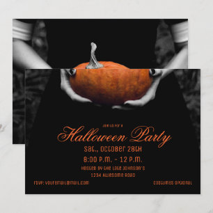 Menina de Halloween Spooky com Convite de Abóbora
