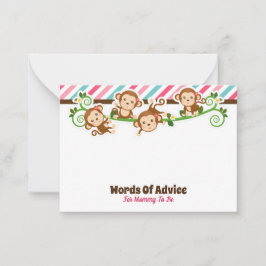 Menina de macaco giro Chá de fraldas de cartões de