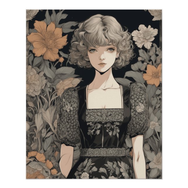 Menina de manga no LBD - Impressão de Animação de  (Frente)