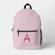 Menina de Monograma Rosa Quente Volta à Escola